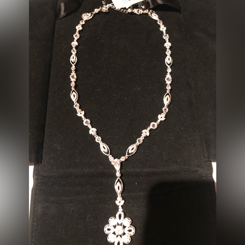 Nwt Nadri Cz, Crystal And Rhodium Plated Necklace.